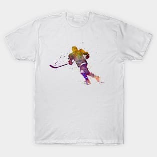 Man hockey player in watercolor T-Shirt